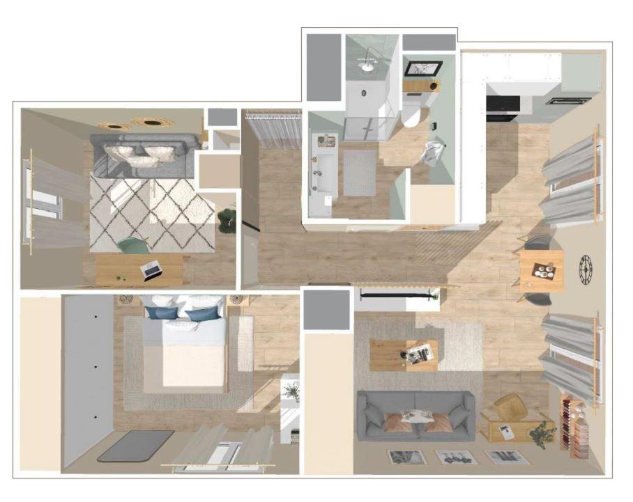 2 Queenbed Parking Clim Wifi Apartment *